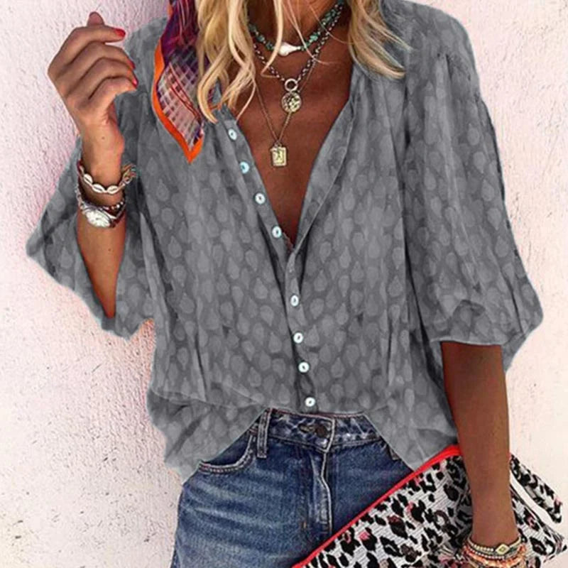 Button-Down Blouse met Korte Mouwen voor Dames