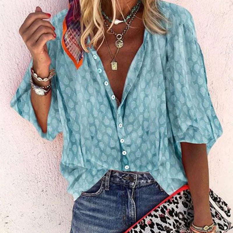 Button-Down Blouse met Korte Mouwen voor Dames