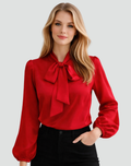 Blouse met Strikdetail en Lange Mouwen voor Dames