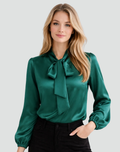 Blouse met Strikdetail en Lange Mouwen voor Dames