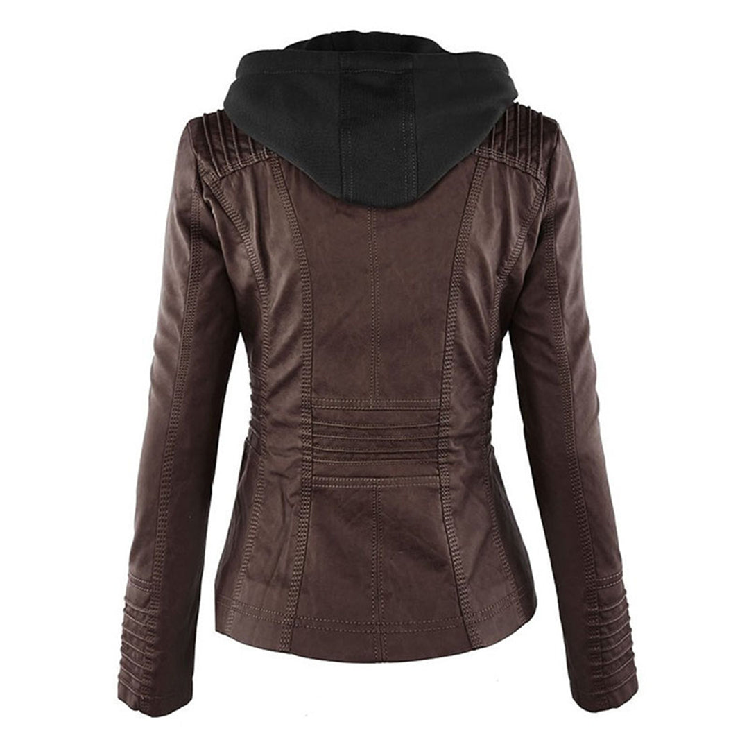 Raffaele | Zip-Up Leren Jas met Capuchon voor Dames