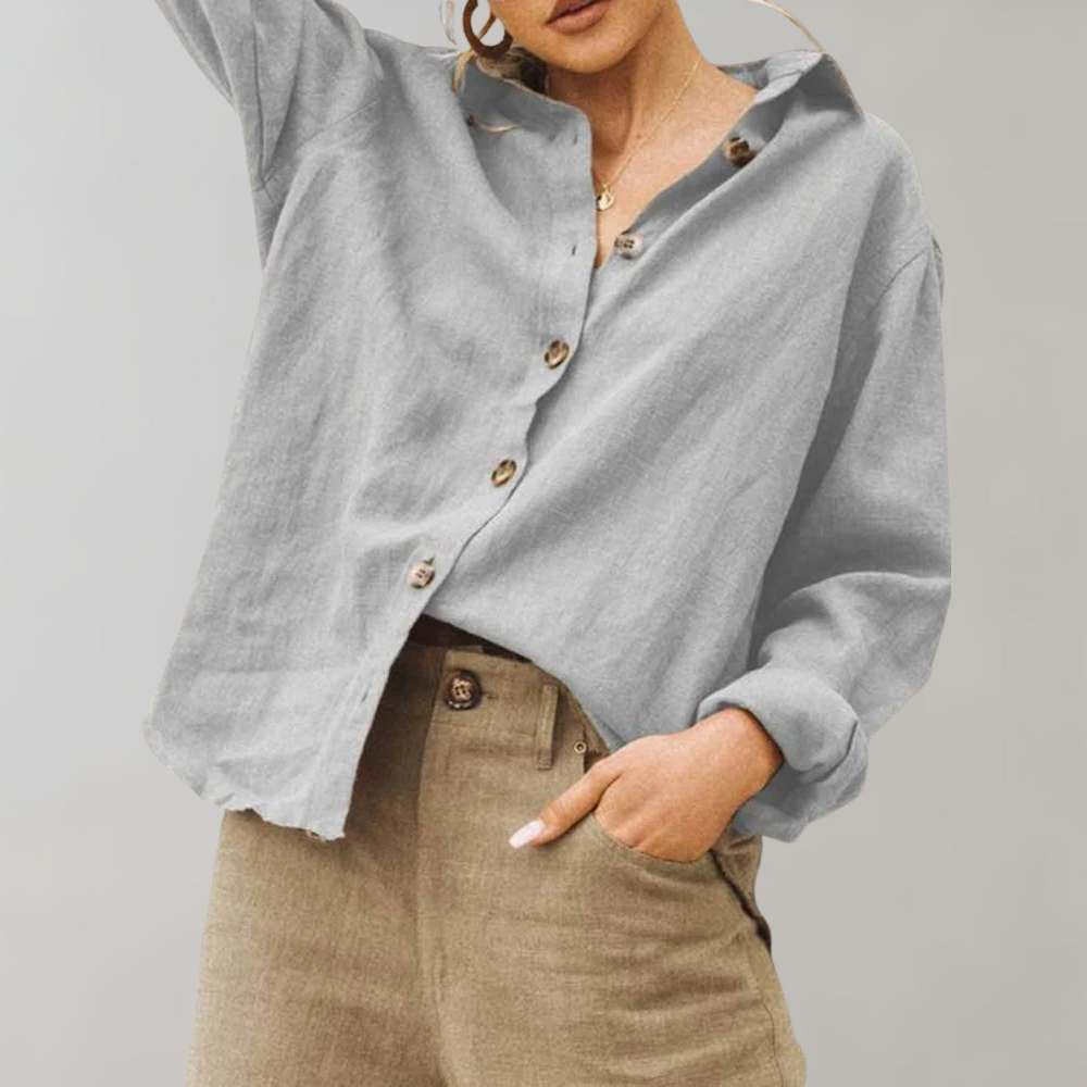 Linnen Blouse met Knoopsluiting voor Dames
