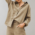 Linnen Blouse met Knoopsluiting voor Dames