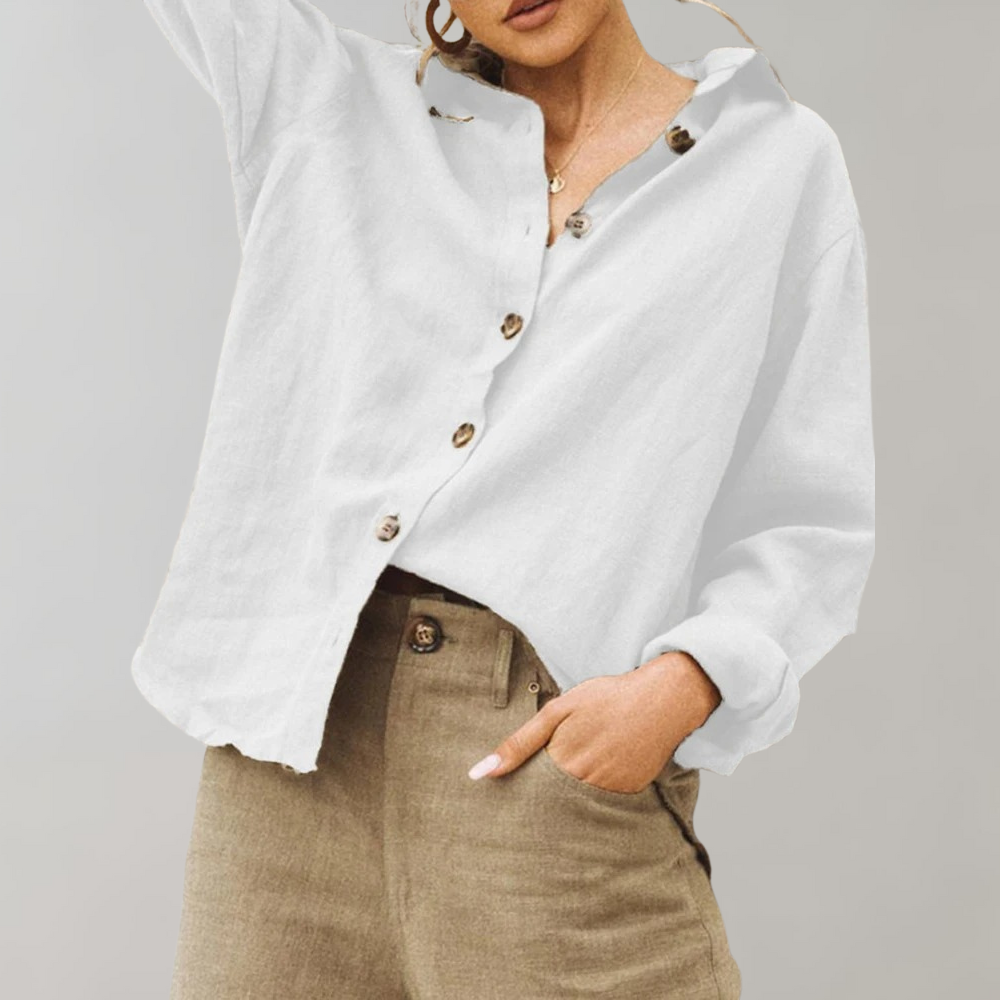 Linnen Blouse met Knoopsluiting voor Dames