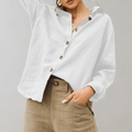 Linnen Blouse met Knoopsluiting voor Dames