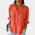 Linnen Overshirt met Reverskraag en Lange Mouwen voor Dames
