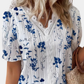 Agnes | Korte Mouwen Blouse met Bloemenmotief voor Dames