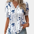 Agnes | Korte Mouwen Blouse met Bloemenmotief voor Dames