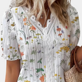 Agnes | Korte Mouwen Blouse met Bloemenmotief voor Dames