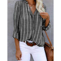 Gestreepte Button-Down Blouse met Opstaande Kraag voor Dames