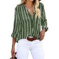 Gestreepte Button-Down Blouse met Opstaande Kraag voor Dames