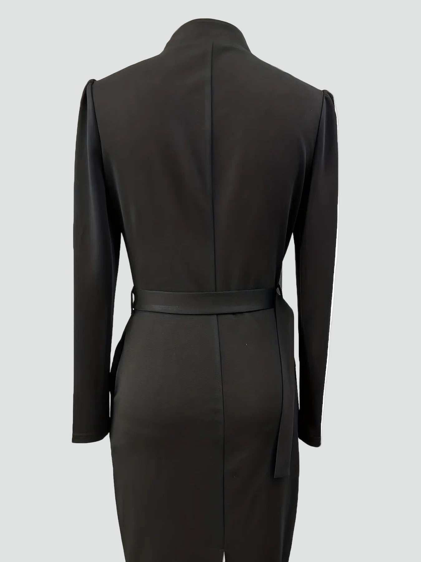 Belted Midi Cocktailjurk met Lange Mouwen voor Dames