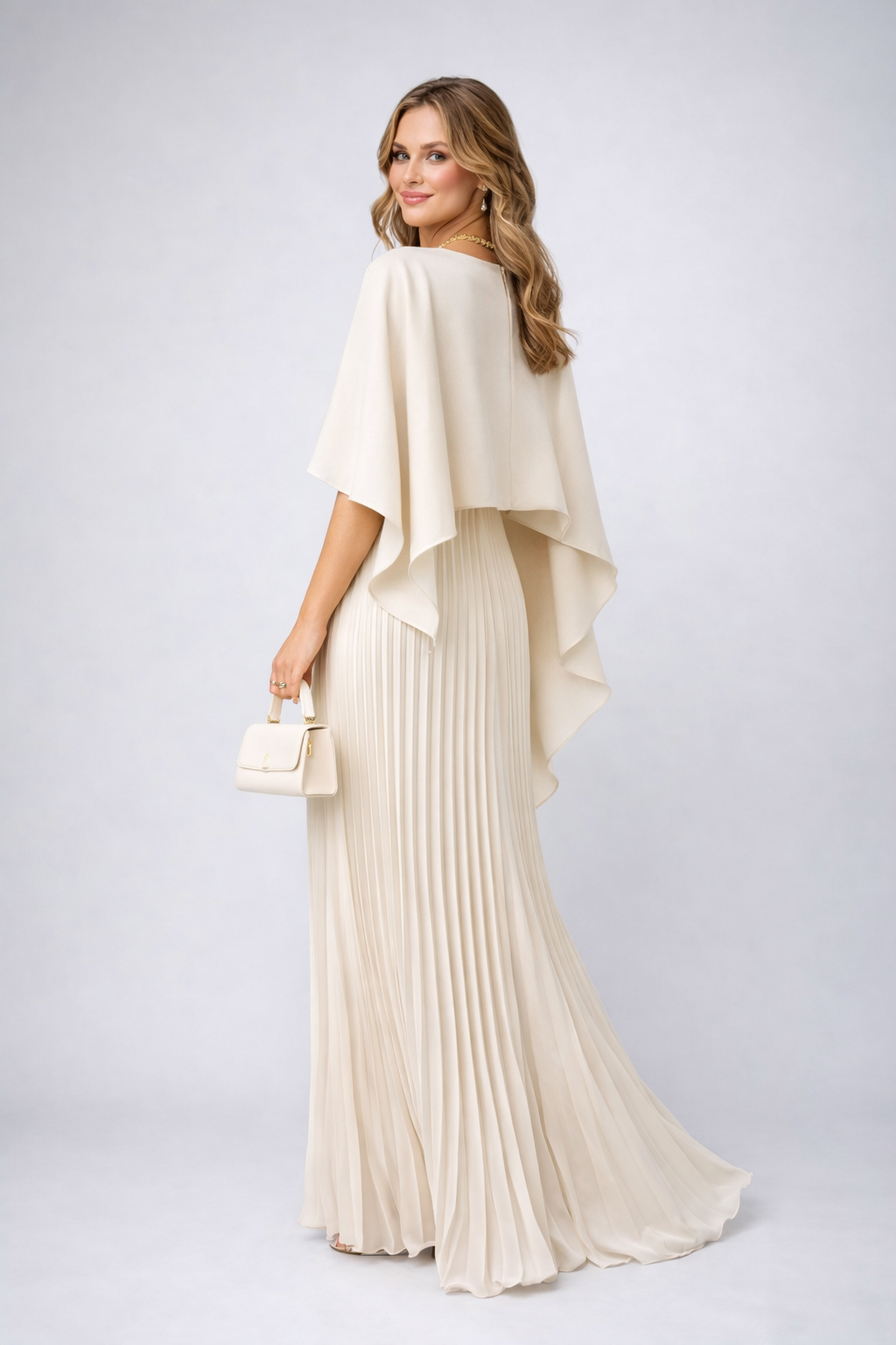 Plissé Maxi Jurk met Opstaande Kraag voor Dames
