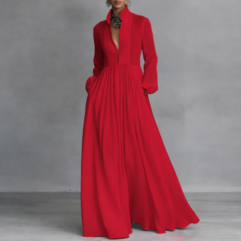 Linnen Maxi Jurk met Knoopsluiting voor Dames
