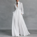 Linnen Maxi Jurk met Knoopsluiting voor Dames