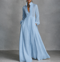 Linnen Maxi Jurk met Knoopsluiting voor Dames