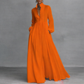 Linnen Maxi Jurk met Knoopsluiting voor Dames