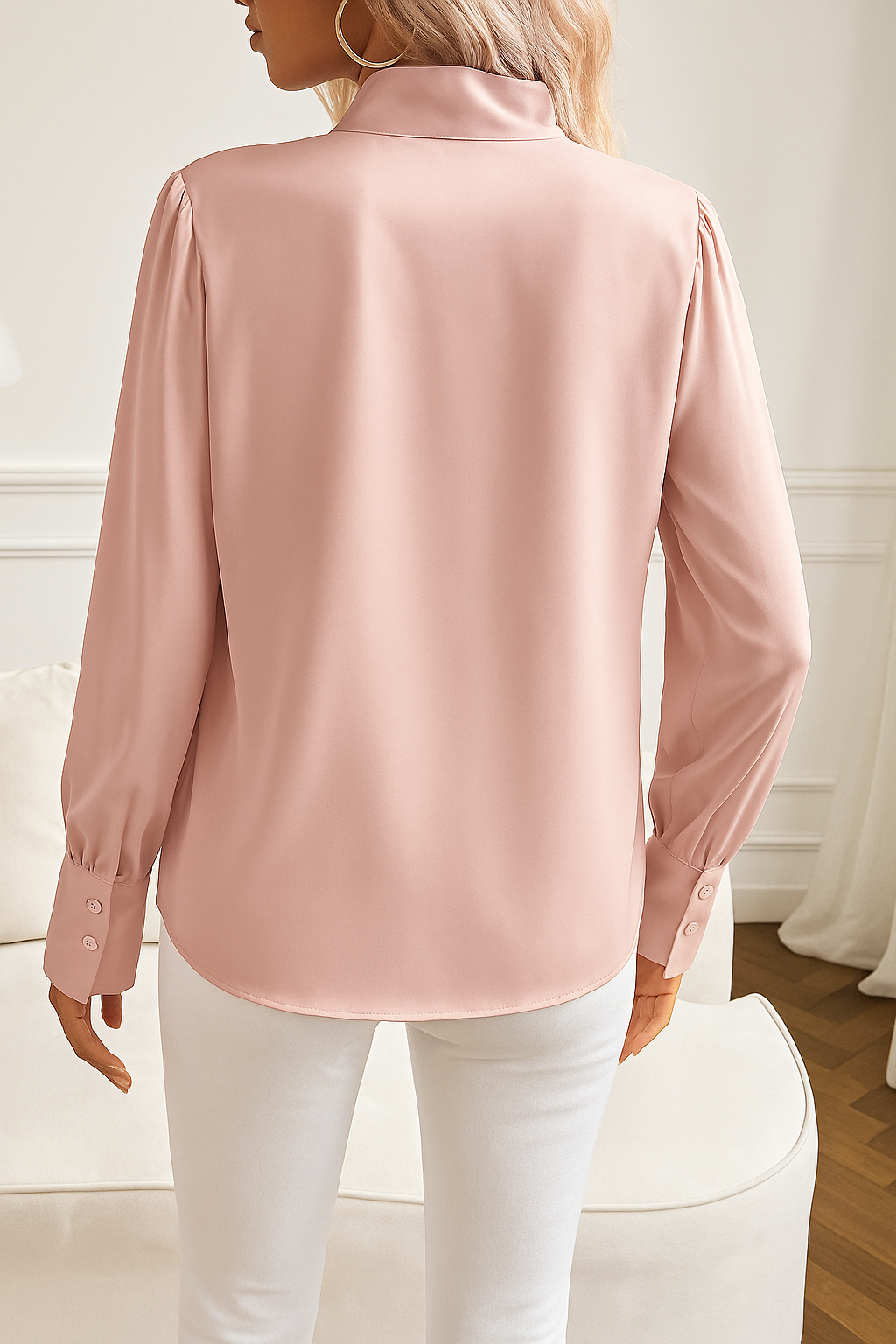 Blouse met Strikdetail en Lange Mouwen voor Dames