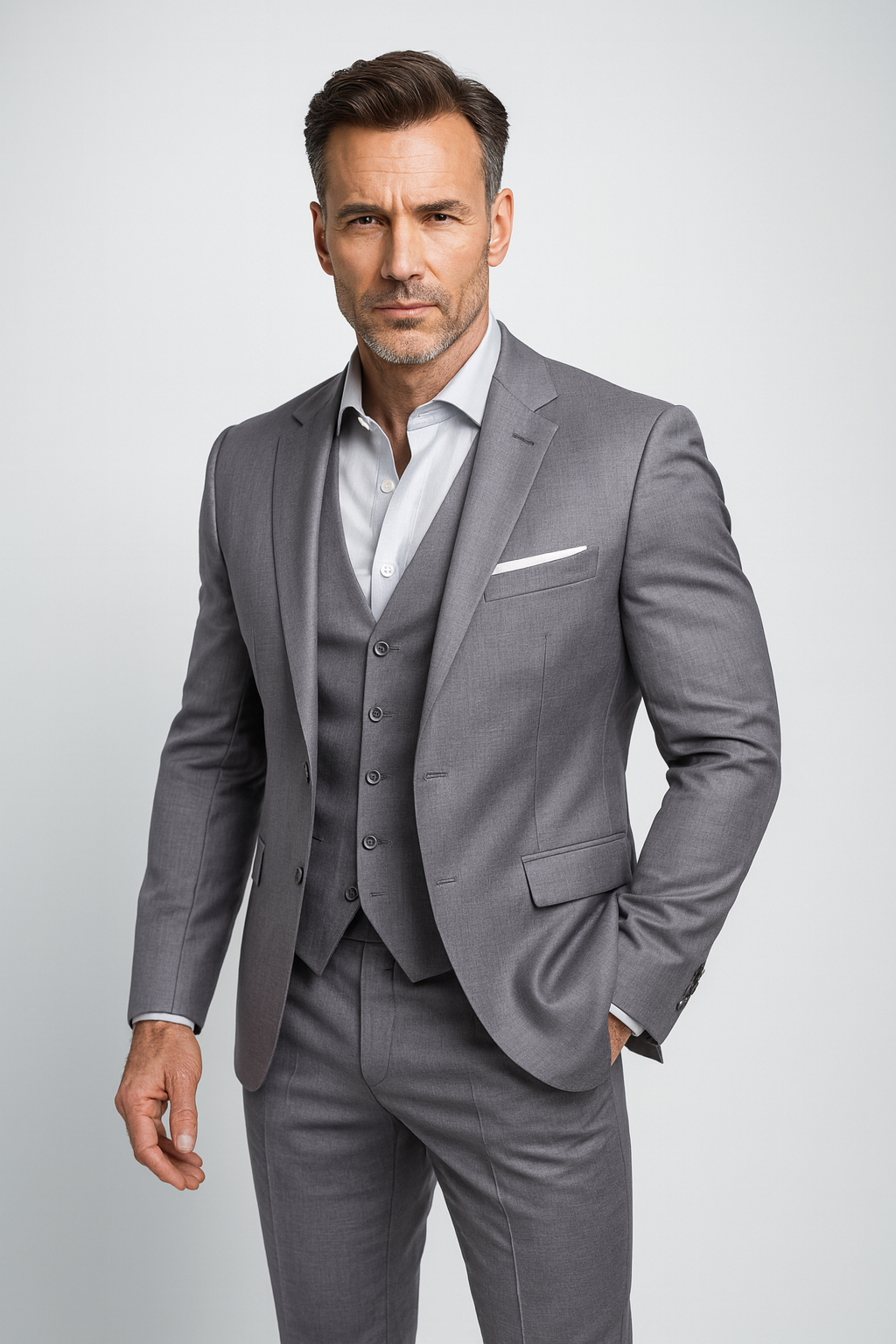 Slim Fit Driedelig Pak met Gilet voor Heren