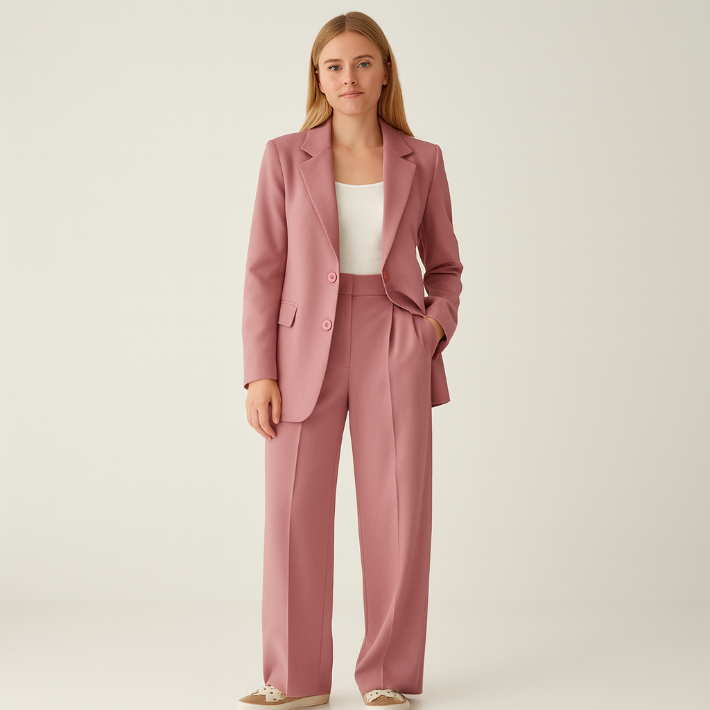 Sophia | Double-Breasted Blazer met Wide Leg Pantalon voor Dames
