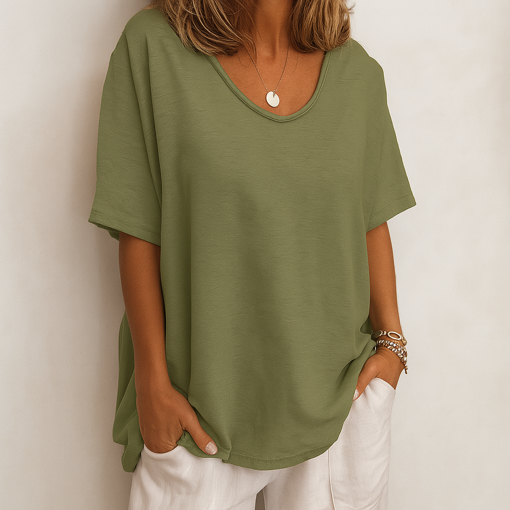 Oversized V-Hals T-Shirt voor Dames