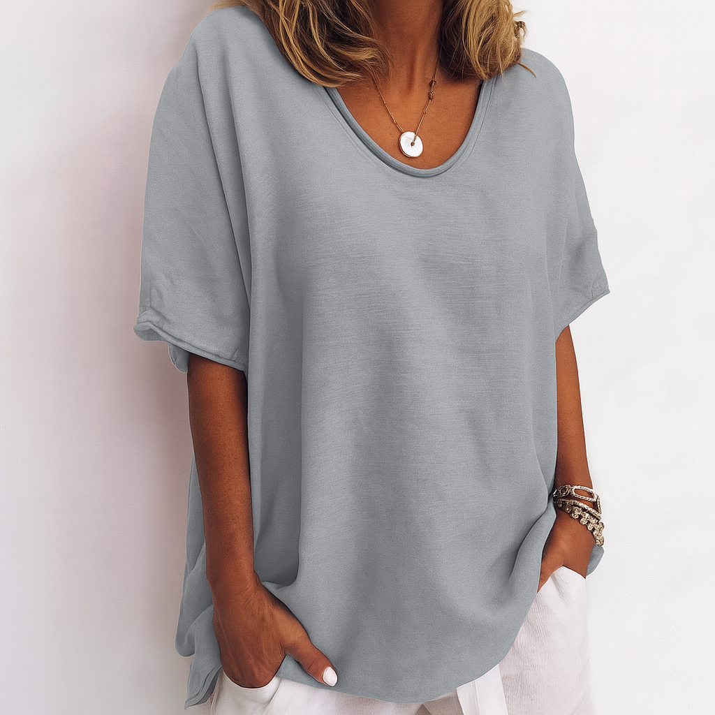 Oversized V-Hals T-Shirt voor Dames