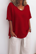 Oversized V-Hals T-Shirt voor Dames