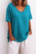 Oversized V-Hals T-Shirt voor Dames