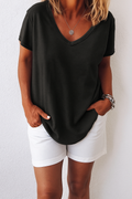 Oversized V-Hals T-Shirt voor Dames