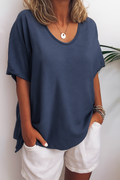 Oversized V-Hals T-Shirt voor Dames