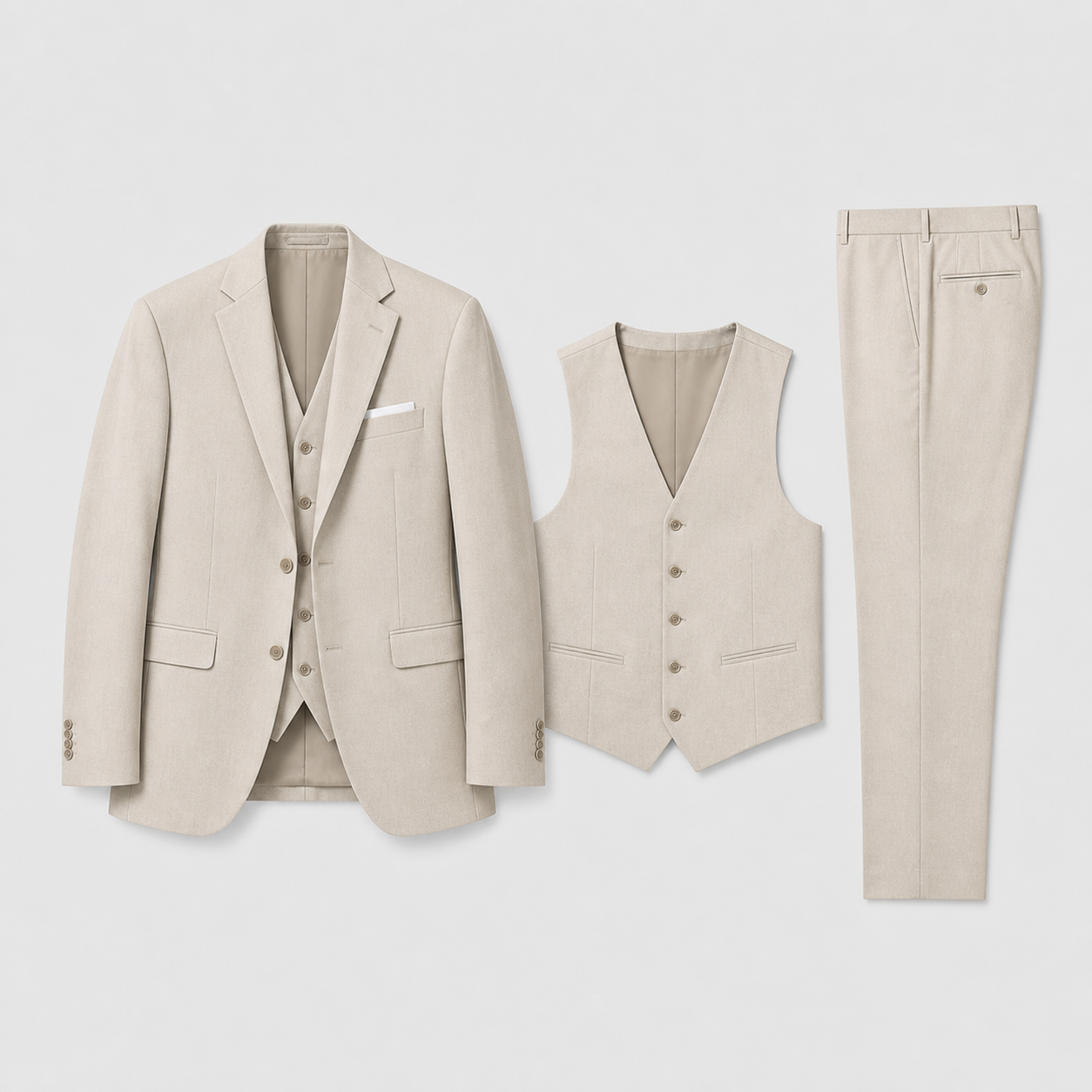 Linnen Driedelig Set met Gilet voor Heren