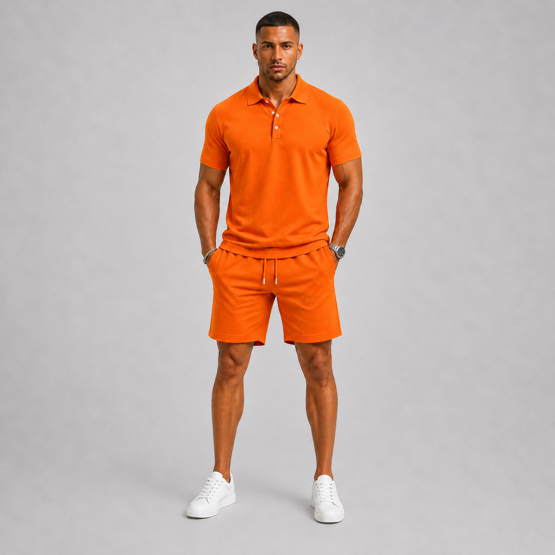 Set met Poloshirt en Korte Broek voor Heren