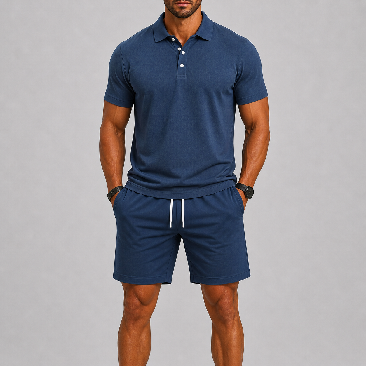 Set met Poloshirt en Korte Broek voor Heren