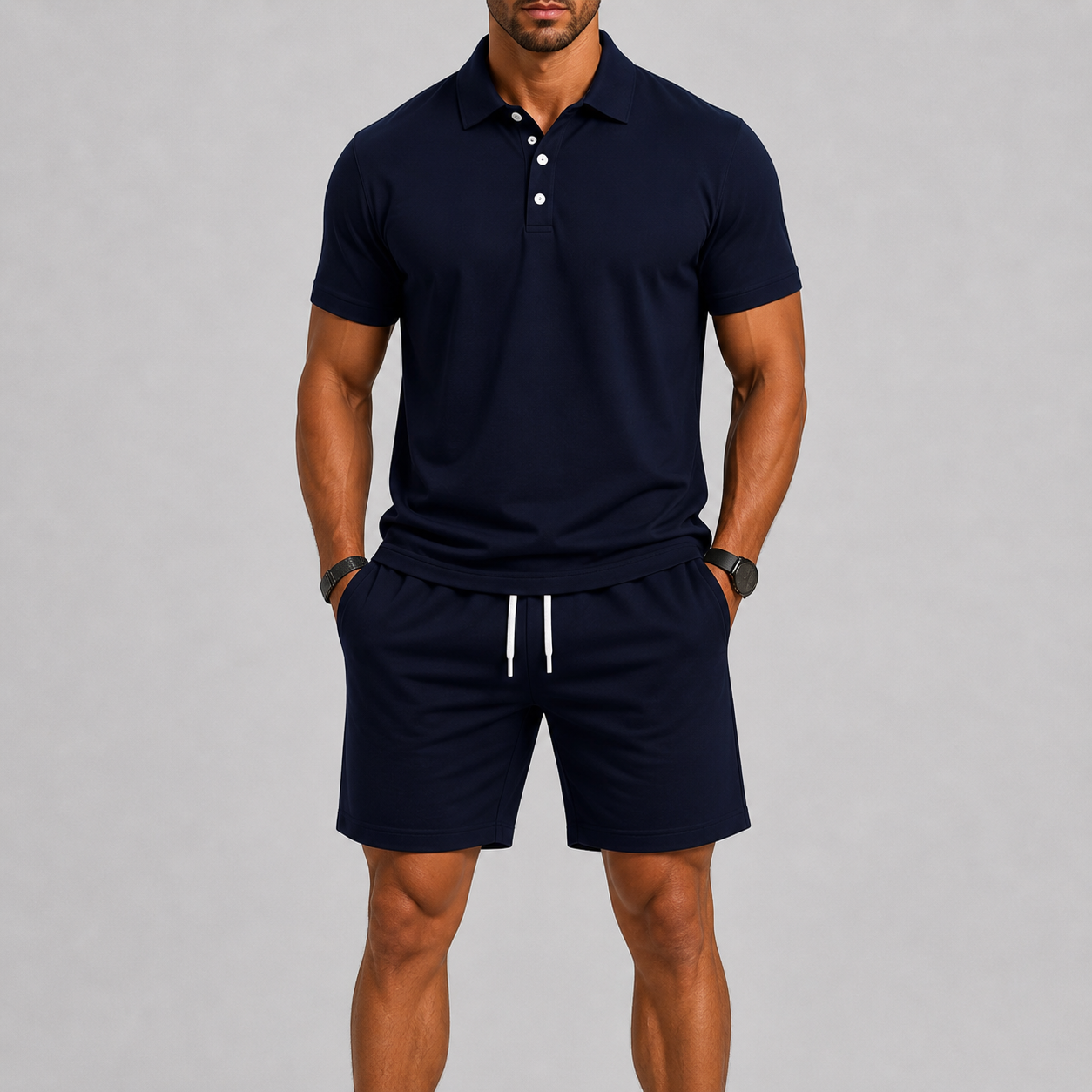 Set met Poloshirt en Korte Broek voor Heren