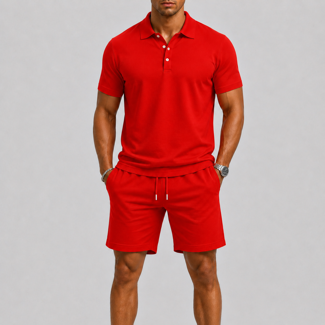Set met Poloshirt en Korte Broek voor Heren
