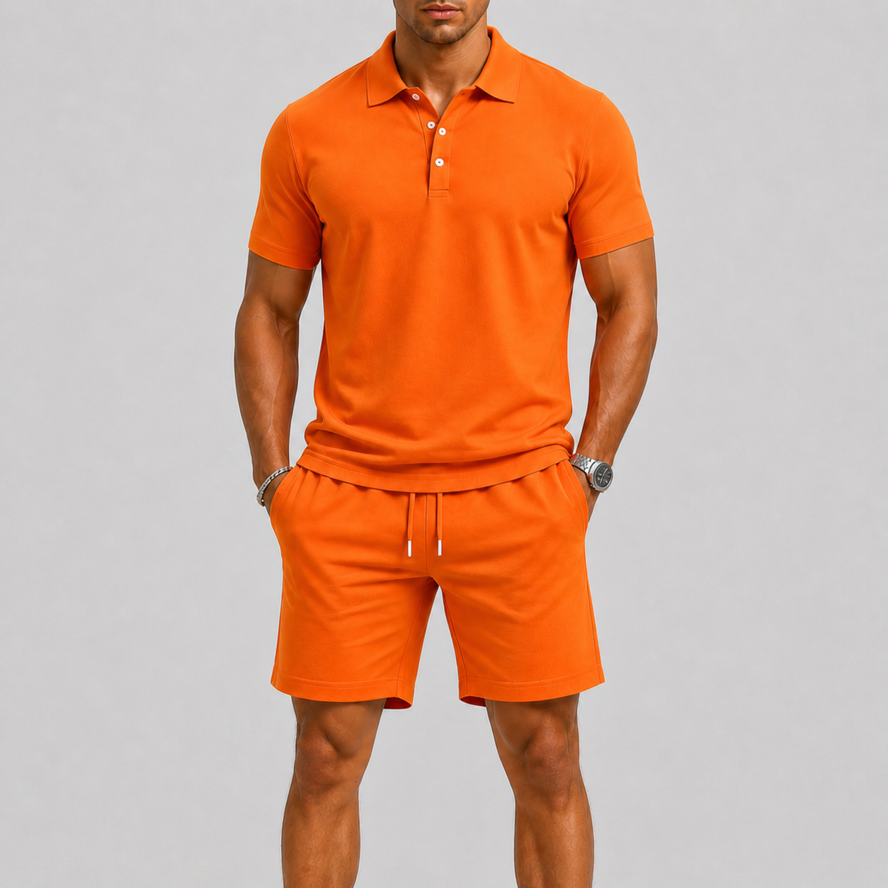 Set met Poloshirt en Korte Broek voor Heren