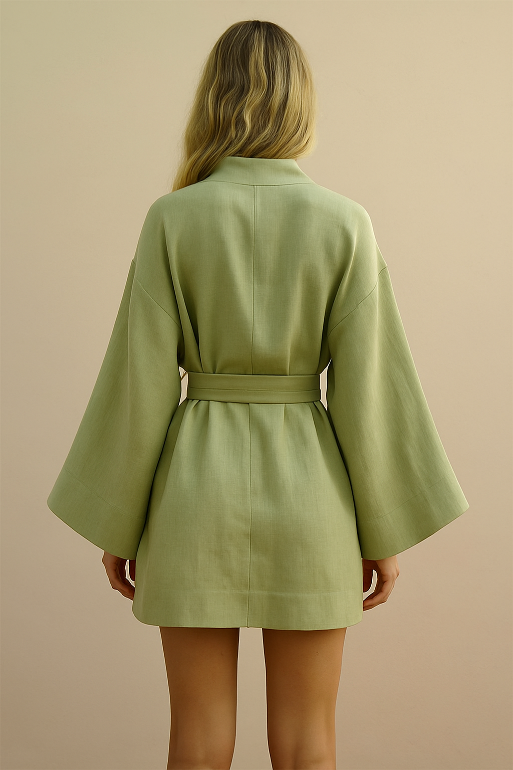Linnen Oversized Kimono Mini Jurk voor Dames