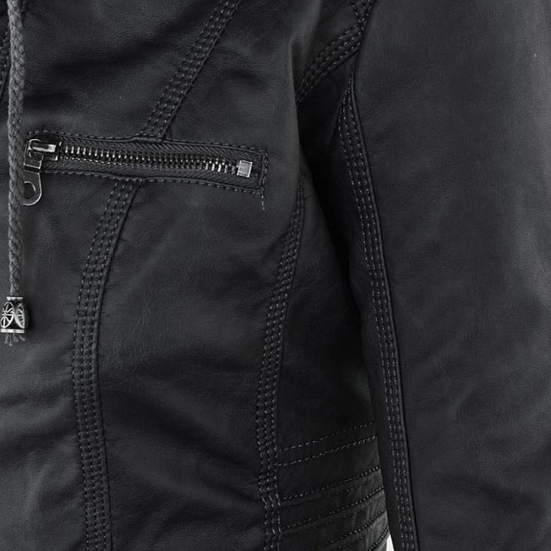 Raffaele | Zip-Up Leren Jas met Capuchon voor Dames