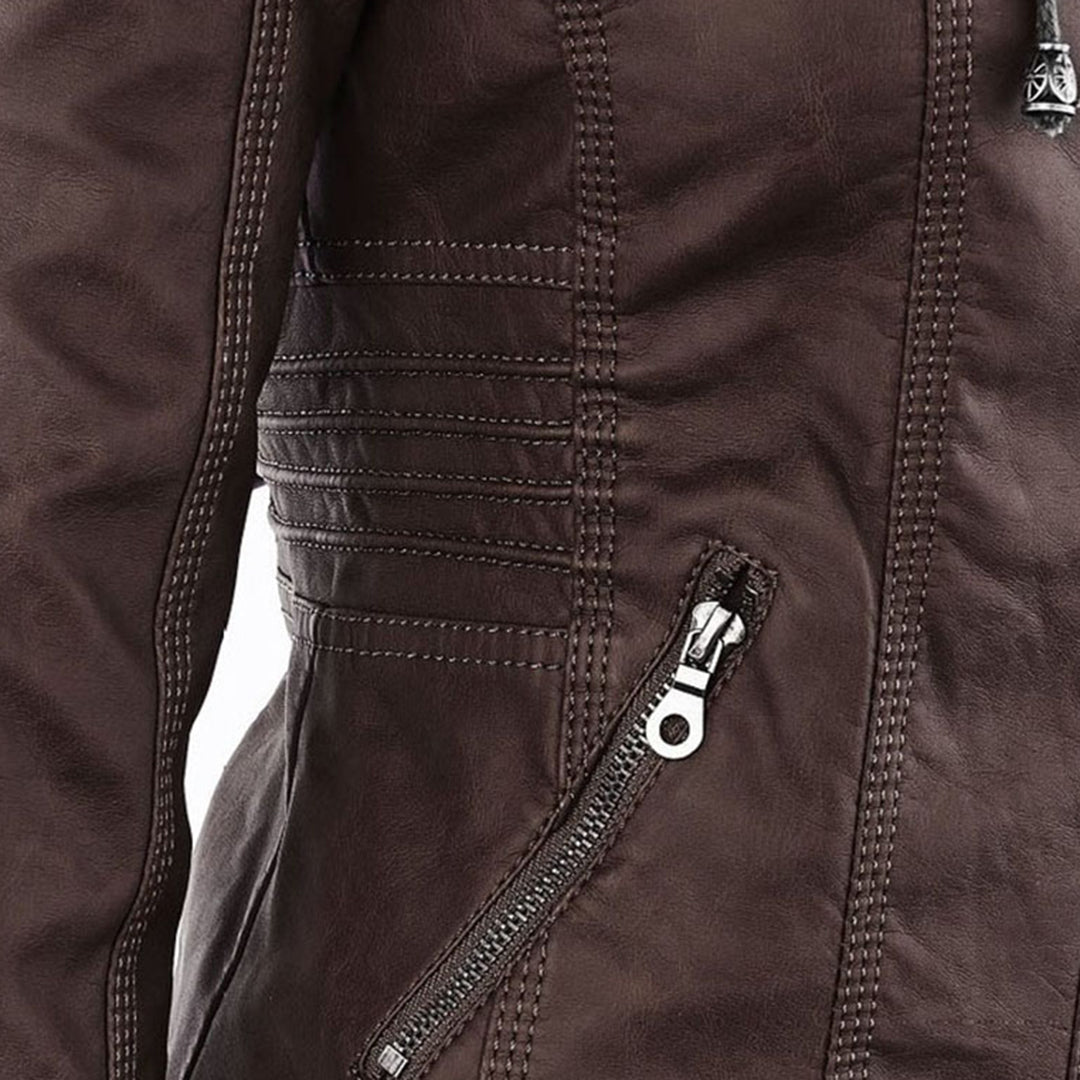 Raffaele | Zip-Up Leren Jas met Capuchon voor Dames