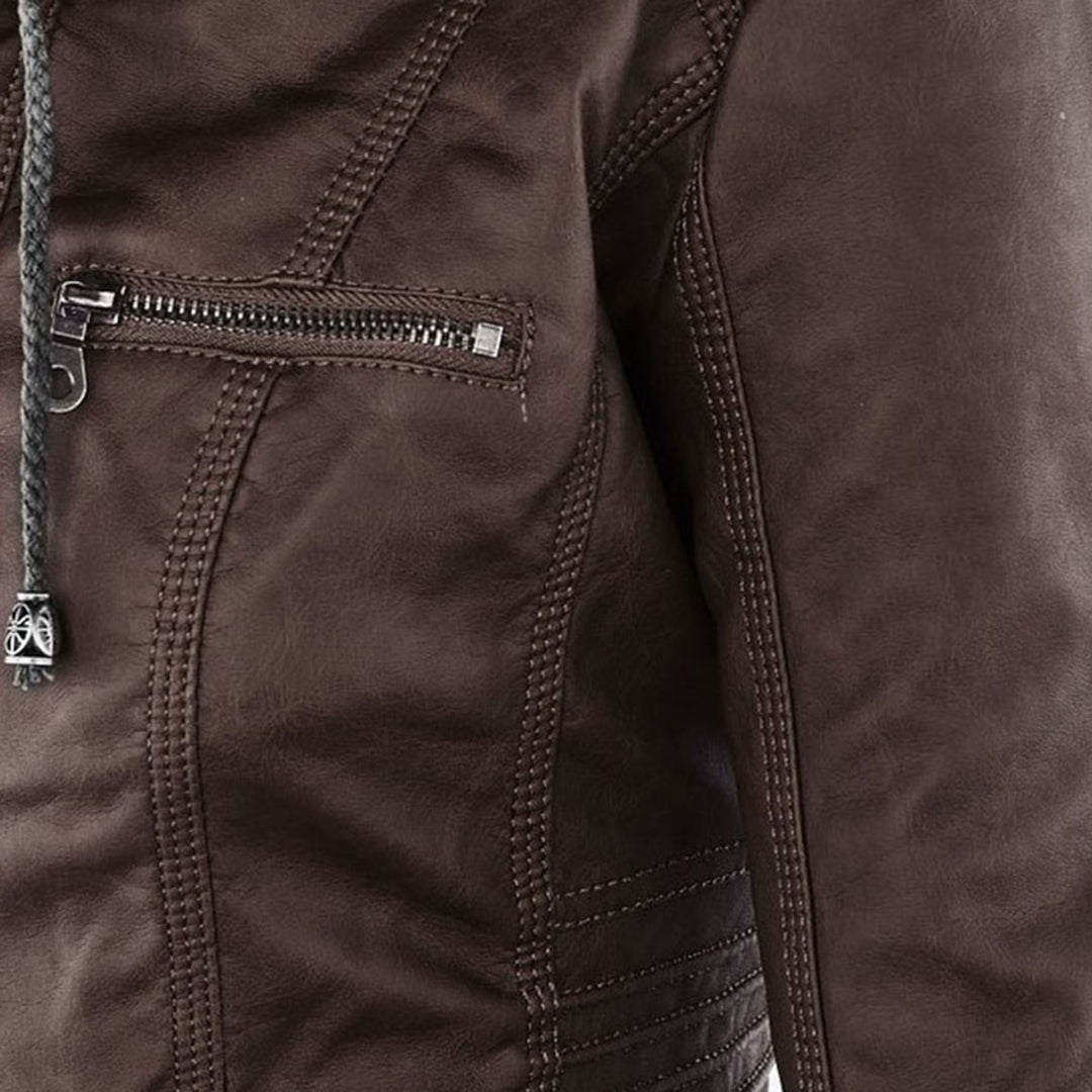 Raffaele | Zip-Up Leren Jas met Capuchon voor Dames