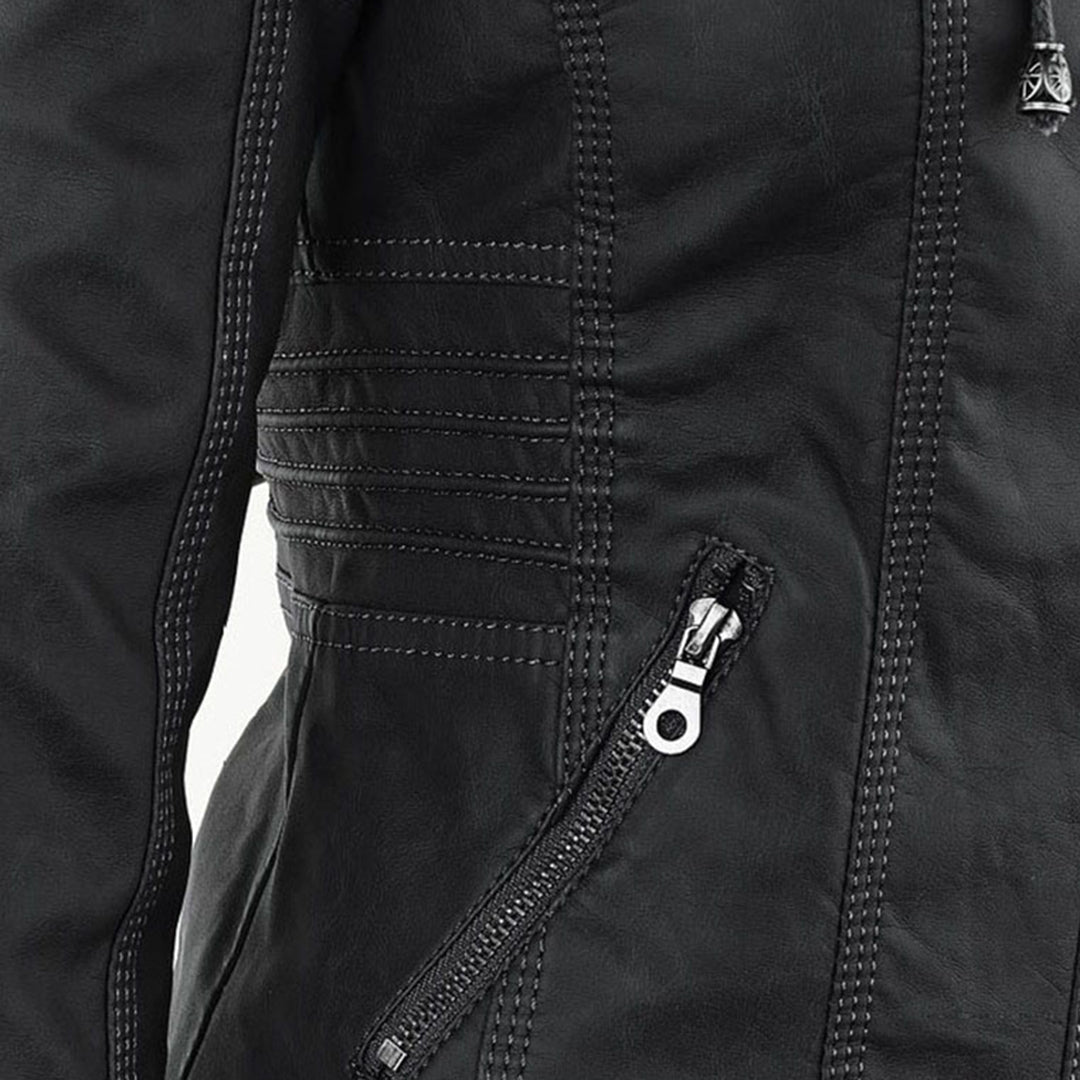 Raffaele | Zip-Up Leren Jas met Capuchon voor Dames