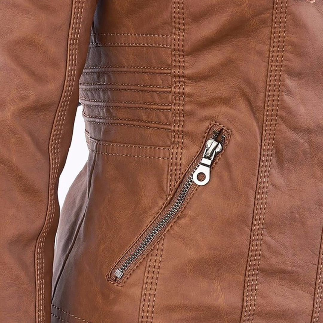 Raffaele | Zip-Up Leren Jas met Capuchon voor Dames