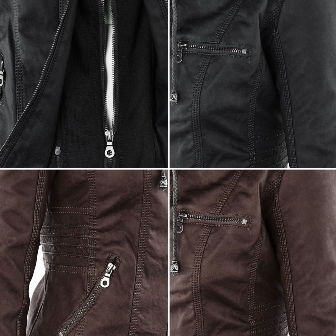 Raffaele | Zip-Up Leren Jas met Capuchon voor Dames
