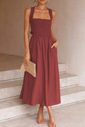 Halternek Midi Jurk met Strikdetail voor Dames
