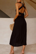 Halternek Midi Jurk met Strikdetail voor Dames