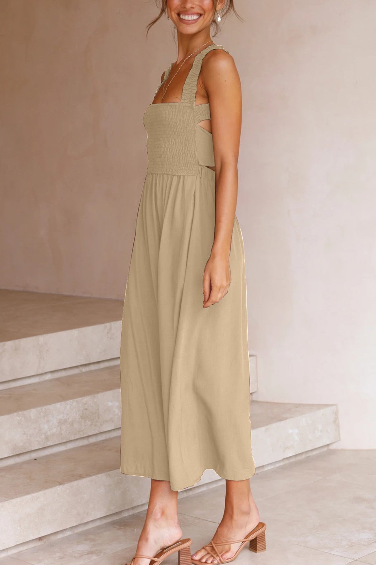 Halternek Midi Jurk met Strikdetail voor Dames