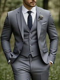 Slim Fit Driedelig Pak met Gilet en Notchkraag voor Heren