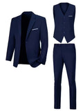 Slim Fit Driedelig Pak met Gilet en Notchkraag voor Heren