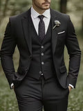 Slim Fit Driedelig Pak met Gilet en Notchkraag voor Heren