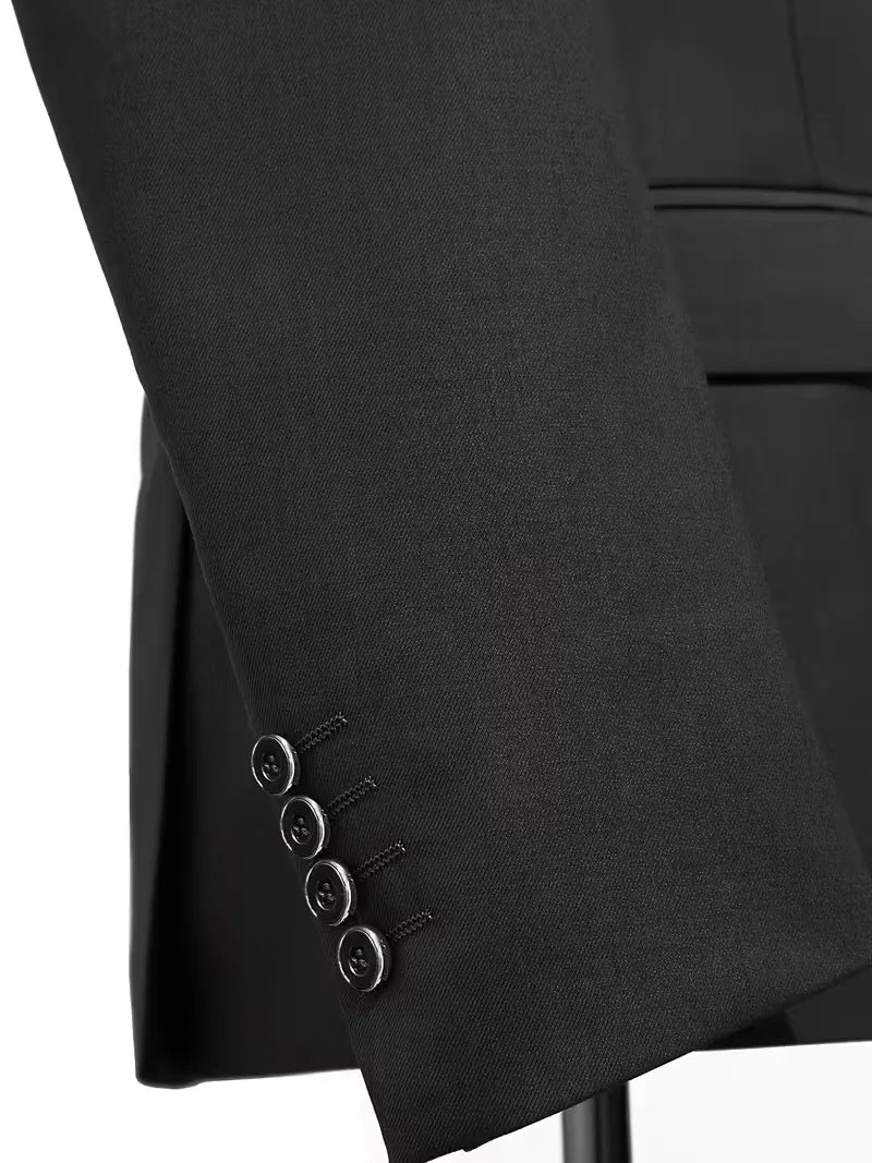 Slim Fit Driedelig Pak met Gilet en Notchkraag voor Heren